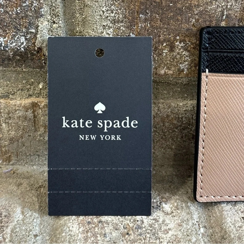New Kate Spade Madison Small Slim Card Holder In Toasted Hazelnut